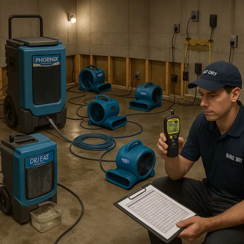 Structural Drying and Dehumidification process in Quitman, TX